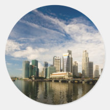 Singapore skyline round stickers