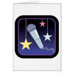 singer's microphone and stars design card