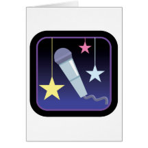 singer's microphone and stars design card