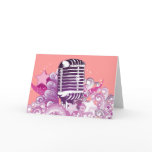 singing diva vintage microphone vector cards