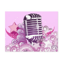 singing diva vintage microphone vector postcards