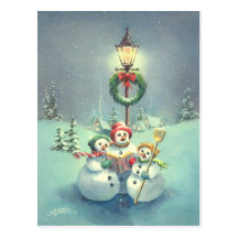 SINGING SNOWMEN by SHARON SHARPE Postcard