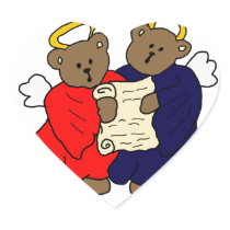 Singing Teddy Bear Angels Heart Sticker
