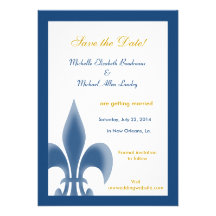 Single Fleur de Lis Save the Date (Monaco Blue) Announcements