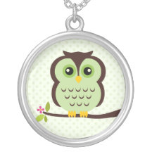 Single Green Owl Necklaces