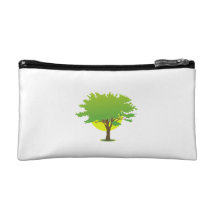 Single oak tree sun behind graphic cosmetic bag