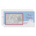 Single photo snowy blue Christmas holiday greeting photo cards