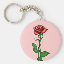 Single Red Rose Keychains