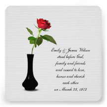 Single Red Rose vow renewal Invitations