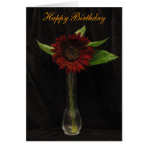Single Red Sunflower Birthday Greeting Cards