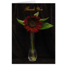 Single Red Sunflower Thank You Card