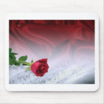 single rose on sheet music - customisable mousepads