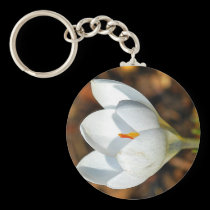 Single white crocus keychains