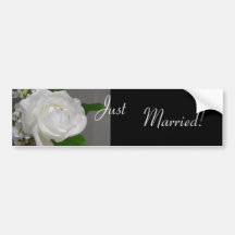 Single White Rose Wedding Bumper Sticker