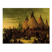 Sioux War Council by George Catlin Postcards