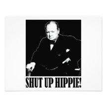 Sir Winston Churchill says Shut Up Hippie! Personalised Invitations