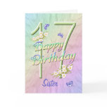 Sister 17th Birthday Butterfly Garden Card
