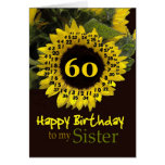SISTER - 60th Birthday with Cheerful Sunflower Greeting Cards