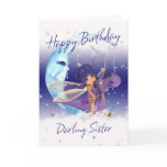 Sister Cute Birthday card, purple dragon with fair