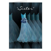 SISTER-in-LAW Bridesmaid BLUE Dress Card