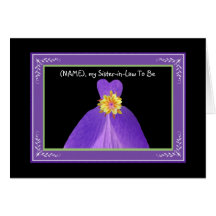 Sister-in-Law To Be Wedding Invitation PURPLE Gown Greeting Cards