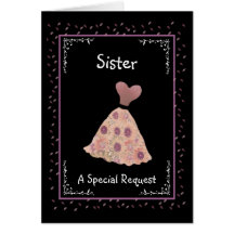SISTER - Junior Bridesmaid - Peach and Mauve Dress Greeting Cards