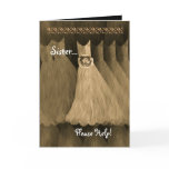 SISTER Maid of Honor Invitation GOLD Gown Cards