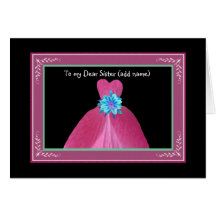 SISTER Maid of Honour Invitation PINK Gown Cards