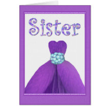 SISTER - Maid of Honour PURPLE Flower Petal Dress Cards