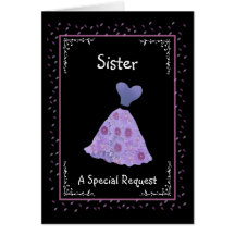 SISTER - Maid of Honour - Purple Flowered Dress Greeting Card