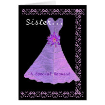 SISTER Maid of Honour Purple Gown Lace Trim Cards