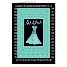 SISTER Maid of Honour TURQUOISE Dress Petal Trim Cards