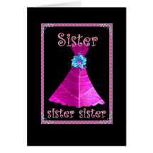 SISTER - Maid of Honour with Magenta Pink Gown Greeting Card