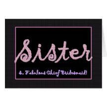 SISTER Thank You Chief Bridesmaid Plaid Lettering Greeting Cards