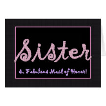 SISTER Thank You Maid of Honour - Plaid Lettering Cards