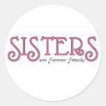 Sisters 3pink round sticker