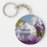 Sisters Forever! keychain Purple White Iris Flower