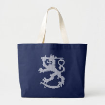 Sisu White Lion Navy Blue Jumbo Tote Bag
