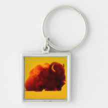 Sitting Bison Silhouette Key Chains