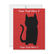 Sitting Black Cat Silhouette. Custom Invitation