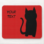 Sitting Black Cat Silhouette. Mouse Mat