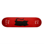 Sitting Black Cat Silhouette. Skate Board Deck