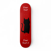 Sitting Black Cat Silhouette. Skate Board Deck