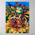Sitting on a Sunflower ART PRINT fantasy fairy