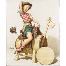 Sitting Pretty Western Pin Up Girl ~ Retro Art Acrylic Cut Outs