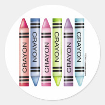 Six Crayon Designs Round Stickers