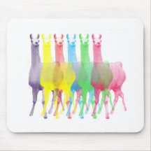 six lamas in six llama colours mousepad