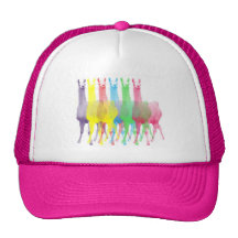six lamas in six llama colours trucker hats