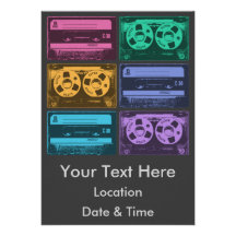 Six Old School Cassette Tapes Personalised Invites