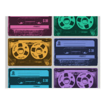 Six Old School Cassette Tapes Post Card